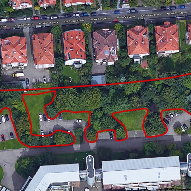 Gehölzstreifen, Gelände ehemalige Lüttichkaserne vor Abriss, Göttingen - Quelle: Google Maps