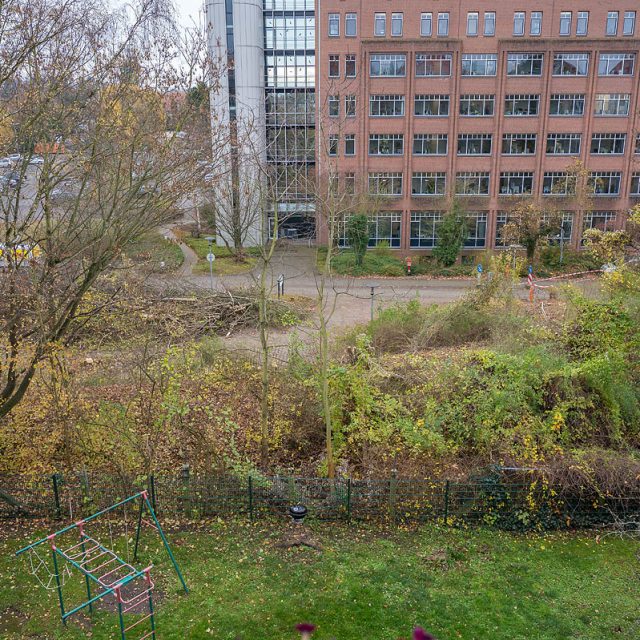 Gehölzstreifen wird entfernt, Bau eines Parkhauses, Gelände ehemalige Lüttichkaserne, Göttingen